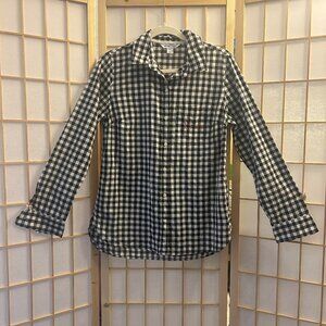 Old Navy black and white checked gingham classic shirt embroidery women's M